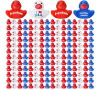 MiniInflat 200 Pcs Independence Day Rubber Ducks 4th of July Red White Blue Assorted Rubber Duckies Bulk Mini Patriotic Ducky Pool Bath Toys for Classroom Exchange Gifts