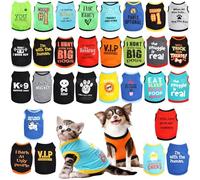 MiniInflat 30 Pcs Dog Clothes for Small Dogs Boys, Soft and Breathable Puppy Kitten Dog Shirts with Letters for Pet Dogs, Sleeveless Vests Soft Puppy Kitten Shirts for Chihuahua