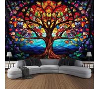 MiniInTheBox Tree of Life Wall Hanging Decor Tapestry with Stained Glass Colorful Wall Art Large Tapestry Mural Decor Photograph Backdrop Blanket Curtain Home Bedroom Living Room Decoration