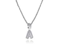 MiniJewelry A Letter Initial Alphabet Necklace Personalize Name Jewellery Silver Crystal Clear CZ Women Girls Mum Wife Mom Family Birthday