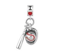 MiniJewelry Baseball Ball Bat Glove Gear Equipment Charm Compatible with Pandora Bracelets I Love Baseball Daughters School Team Girl Sports