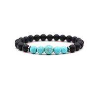 MiniJewelry Black Lava Stone Turquoise Beaded Blessing Elastic Stretch Bracelet for Women Men 10.5mm