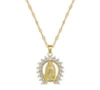 MiniJewelry Blessed Virgin Mary Miraculous Catholic Pendant Gold Necklace Religious Choker Christmas Birthday Jewellery Gift for Women Daughter Sister Grandmother Granddaughter