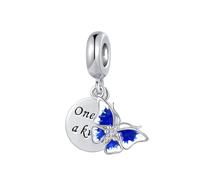 MiniJewelry Blue Butterfly and Quote One of a Kind Double Dangle Charm Compatible with Pandora Charms Bracelets