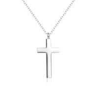 MiniJewelry Christian Cross Urn Necklaces for Ashes Cremation Jewelry Keepsake for Adult Women Men Human Family Loved One Silver