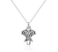 MiniJewelry Cross Angel Wing Urn Necklaces for Ashes Cremation Jewelry Keepsake for Adult Women Men Human Family Loved One