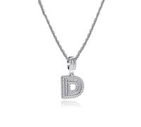 MiniJewelry D Initial Letter Silver Crystal Clear CZ Necklace Name Alphabet Personalize Jewellery Women Daughter Sister Mum Wife Mothers Day