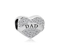 MiniJewelry Daughter Love Dad Charm Compatible with Pandora Bracelets Sparkling Clear CZ Bead Father Daddy Sister Family Birthday