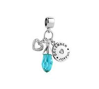 MiniJewelry December Birthstones Joyful Blue CZ Love Heart Dangle Charms Compatible with Pandora Charms Bracelets Daughter Family DEC Women BFF Girlfriend