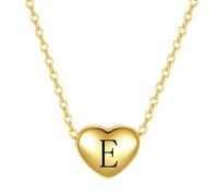 MiniJewelry E Initial Letter Love Heart Pendant Necklace Birthday Personalized Name Necklaces Gift for Women Wife Mother Gold Stainless Steel