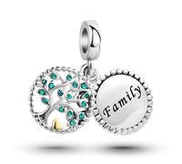 MiniJewelry Family Tree of Life Green Crystal Dangle Charm Compatible with Pandora Charms Bracelets Women Birthday Sister Daughter Grandma