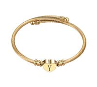 MiniJewelry Gold Y Initial Letter Cuff Heart Bangle Bracelets for Women Daughter Family Alphabet Name Birthday Bracelet Christmas Stainless Steel
