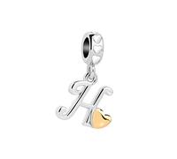MiniJewelry H Letter Initial Name Alphabet Love Heart Pendant Clear CZ Charm Compatible with Pandora Charms Bracelets Women Daughter Wife