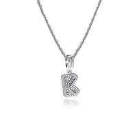 MiniJewelry K Initial Letter Name Alphabet Necklace Silver Crystal Clear CZ Personalize Jewellery Women Girlfriend Wife Mom BFF Anniversary