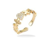 MiniJewelry Kiss Hug Love Heart Criss Cross Adjustable Statement Rings CZ Simulated Diamond Gold Plated Band for Women Niece Wife