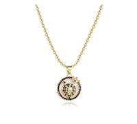 MiniJewelry Leo Astrological Signs Zodiac Necklaces Constellations Horoscope Round Gold Opal Pendant Black Birthday Birthstones