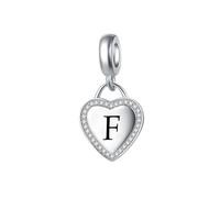 MiniJewelry Letter F Alphabet Dangle Heart Charm Compatible with Pandora Charms Bracelets