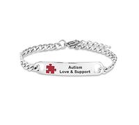MiniJewelry Love Support Autism Awareness Adjustable Chain Link Bracelets for Men Women Family Stainless Steel