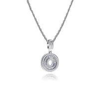 MiniJewelry O Letter Initial Silver Crystal Clear CZ Necklace Name Alphabet Personalize Jewellery Women Niece Sister Wife Mothers Day