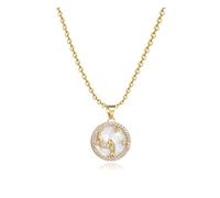 MiniJewelry Pisces Astrological Signs Zodiac Necklaces Constellations Horoscope Round Gold Opal Pendant Pink Birthday Birthstones
