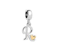 MiniJewelry R Initial Letter Name Gold Heart Charm Compatible with Pandora Charms Bracelets Girls Mom Sister Women Birthday Mothers Day