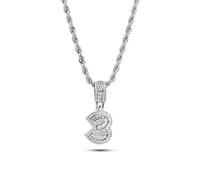 MiniJewelry Silver Lucky Number 3 Pendant Necklace Christmas Birthday Jewellery Gift for Women Daughter Anniversary Family Clear Cubic Zirconia