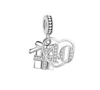 MiniJewelry Sparking Gift Box 40 Birthday Anniversary Love Heart Dangle Charm fits Pandora Charms Moments Bracelets Celebration Bead Cubic Zirconia