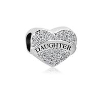 MiniJewelry Women Girls Daughter Love Charm Compatible with Pandora Bracelets Silver Dangle Clear CZ Mom Mother Father Dad Daddy Birthday