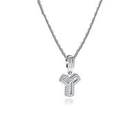 MiniJewelry Y Initial Letter Name Alphabet Necklace Silver Crystal Clear CZ Personalize Jewellery Women Auntie Wife Mom Sister Mothers Day