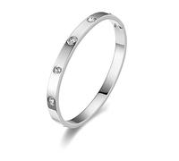 Minikeda Bracelets for Women - 18K Gold/Silver Plated Love Cubic Zirconia Bangle Crystal Friendship Bracelet Jewelry, Gold Cuff Bracelets for Valentine'S Day and Birthdays (Silver)