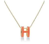 Minikeda Fashion H Necklace 18K Gold Plated Necklace Elegant jewelry for Women Colorful Color Optional Women's jewelry, Engagement Anniversary Birthday Women's Gift (Gold-Orange)