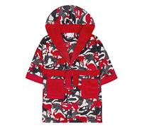 Minikidz Boys Dinosaur Camo Soft Fleece Dressing Gown with Hood Red 2-3 Years