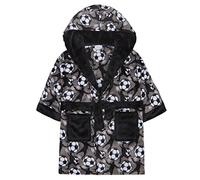 Minikidz Boys Supersoft Fleece Football Dressing Gown Charcoal Grey 3-4