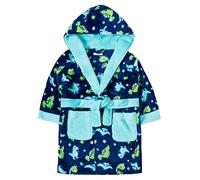 Minikidz Infant Boys Novelty Dinosaur Print Dressing Gown - Hooded Fleece Night Robe 3-4 Black