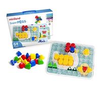 Miniland 64 piece super pegs contains 64 super pegs, 1 panel, 4 model cards. Super pegs 64 pieces, for making patterns.