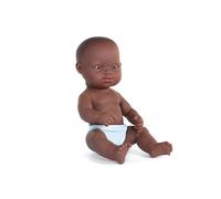 Miniland - African Baby Boy Doll with Down Syndrome, 32 cm, Inclusive Anatomically Correct with Diverse Features, Handmade Baby Doll
