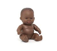 Miniland Baby Doll 21 cm - Dark Skin Tone, Pretend Play and Learning