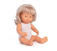 Miniland Baby doll blonde girl with down syndrome 38cm in retail box with underwear