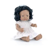 Miniland Baby Doll Hispanic Girl 38cm. Made in Spain with vanilla scent. Anatomically correct. My Friends & Me collection