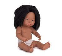 Miniland Baby doll Hispanic girl with down syndrome 38 cm in polybag without underwear