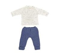 Miniland Beige and Blue Knit Set for 40 cm Doll Jersey and Trousers, Romper and Hat, Made in Spain with Recycled Textile, Miniland Dolls.