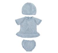 Miniland Knitted Outfit Dress&hat Clothing Set 40 Cm Blue