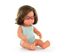 Miniland Caucasian doll with Down Syndrome, 38cm, handmade, scented. Inclusive dolls. Diversity. Colourful Edition.
