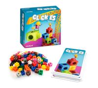 Miniland - Clickies - Educational Board Game for Children +6 Years - Card and Polycube Challenges - Creativity, Speed and Family Fun