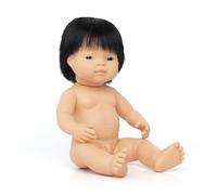 Miniland doll 3105 Asian boy 38 cm made of soft vinyl, resilient and flexible. Articulated and lightly scented body. Anatomically correct, presented a polybag