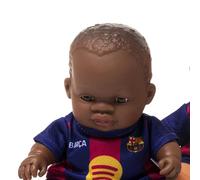 Miniland - FC Barcelona Doll 21 cm with Official Blaugrana Kit - Articulated and Collectible Barça Football Doll - Official Licence (African Female)