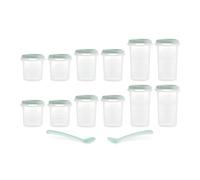 Miniland Set 12 Hermisized Mint. Pack of 12 Graduated hermetics (200, 250 and 330ml) and Two Spoons, Safe, Resistant and Suitable for Dishwasher, Microwave and Freezer. Dolce Collection.