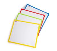 Miniland Set of 4 Double-Sided Magnetic Whiteboards for Children, White and Black Colour Boards with Marker and Chalk, Educational Writing and Drawing Toy Compatible with Dry-Erase Markers