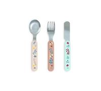 Miniland Steel Cutlery Set Dreamland for Babies & Toddlers - Ergonomic Stainless Steel Spoon, Fork & Knife, BPA Free Handles, Dishwasher Safe