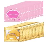 Miniling 30 Pairs 24K Gold Eye Masks & Lip Masks, Glass Gel, Collagen, Anti-Wrinkle, Under Eye Patches, Moisturizing Gel Between
